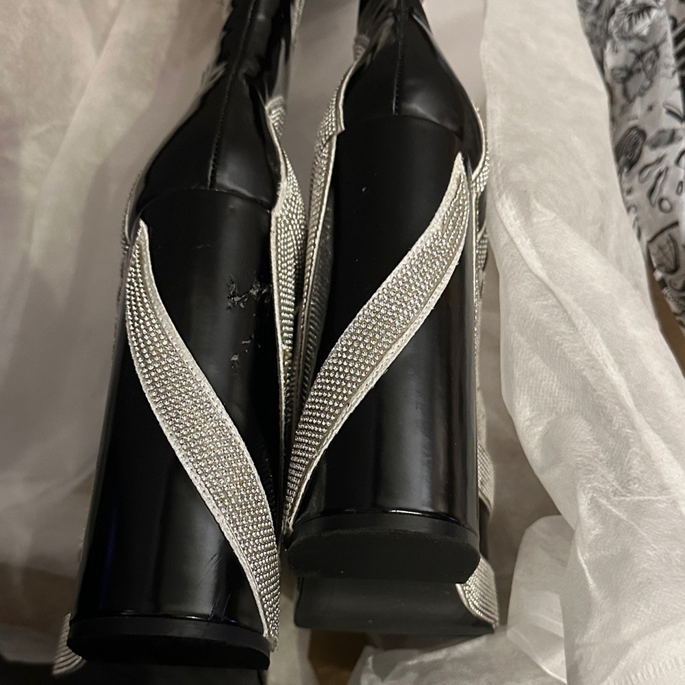 Current Mood Rhinestone Swirl boots HOW SWEET IT IS PLATFORM BOOTS - SILVER - Picture 2 of 10